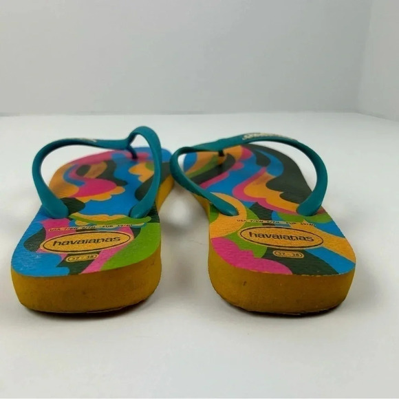 Havaianas Women's Top Fashion Flip Flops Multicolor Tropical Bird Print Size 8 - Picture 6 of 7
